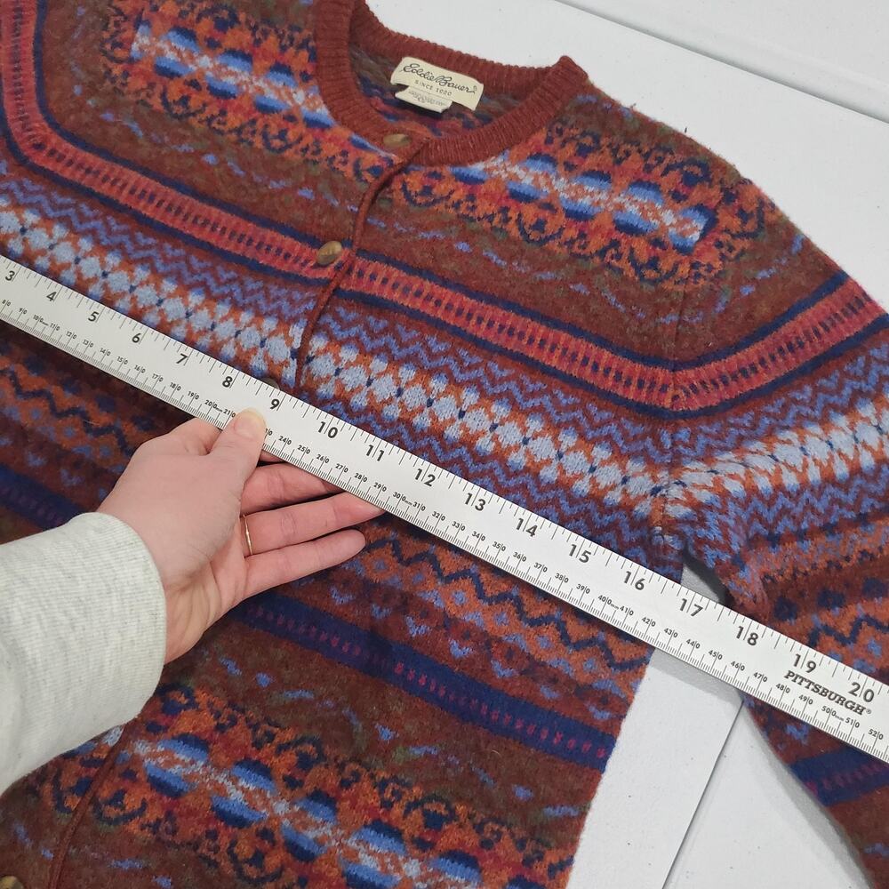 Vintage Eddie Bauer Cardigan Sweater Womens Petite XS Multicolor Fair Isle - Picture 6 of 7